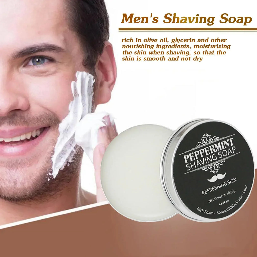 Gentle Mint Scented Handmade Shaving Soap for Men – Smooth, Non-Irritating Beard Shave Cream