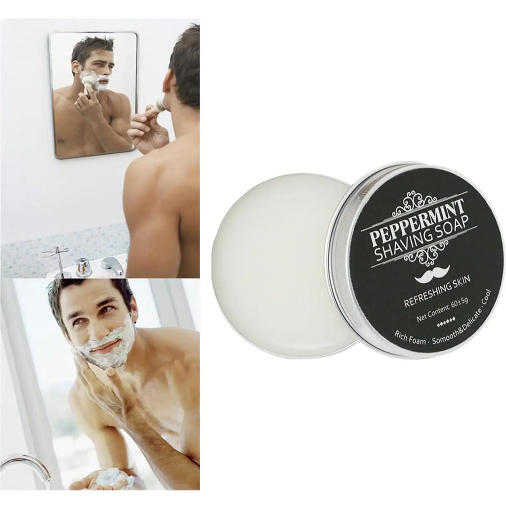 Gentle Mint Scented Handmade Shaving Soap for Men – Smooth, Non-Irritating Beard Shave Cream