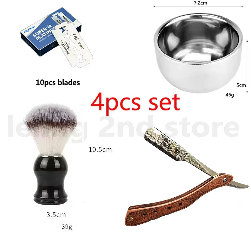1Pcs Wooden Professional Manual Shaver Straight Edge Stainless Steel Sharp Barber Razor Folding Shaving Beard Cutter