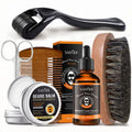 Men's beard care set, beard oil, beard balm, moisturizing, nourishing, softening and smoothing beard, with trimming tools & bear