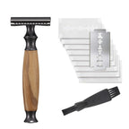Safety Razor Made of Olive Wood for Men and Women Including 10 Razor Blades Zero Waste Wet Razor Safety Razor