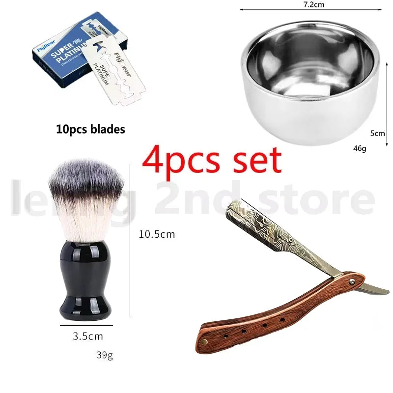 1Pcs Wooden Professional Manual Shaver Straight Edge Stainless Steel Sharp Barber Razor Folding Shaving Beard Cutter