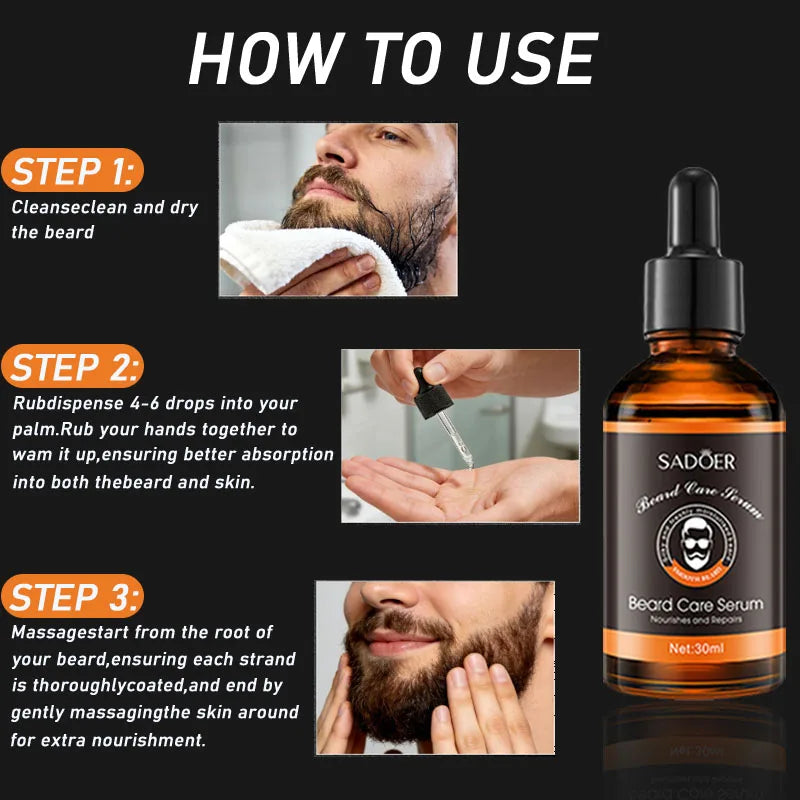 Men's beard care set, beard oil, beard balm, moisturizing, nourishing, softening and smoothing beard, with trimming tools & bear