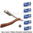 1Pcs Wooden Professional Manual Shaver Straight Edge Stainless Steel Sharp Barber Razor Folding Shaving Beard Cutter