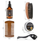 Men's beard care set, beard oil, beard balm, moisturizing, nourishing, softening and smoothing beard, with trimming tools & bear