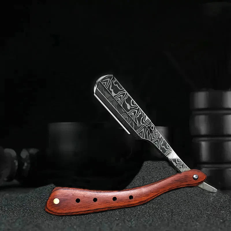 1Pcs Wooden Professional Manual Shaver Straight Edge Stainless Steel Sharp Barber Razor Folding Shaving Beard Cutter