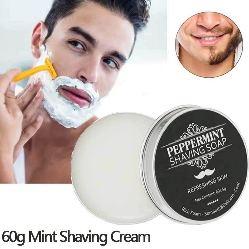 Gentle Mint Scented Handmade Shaving Soap for Men – Smooth, Non-Irritating Beard Shave Cream