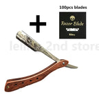 1Pcs Wooden Professional Manual Shaver Straight Edge Stainless Steel Sharp Barber Razor Folding Shaving Beard Cutter
