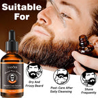Men's beard care set, beard oil, beard balm, moisturizing, nourishing, softening and smoothing beard, with trimming tools & bear