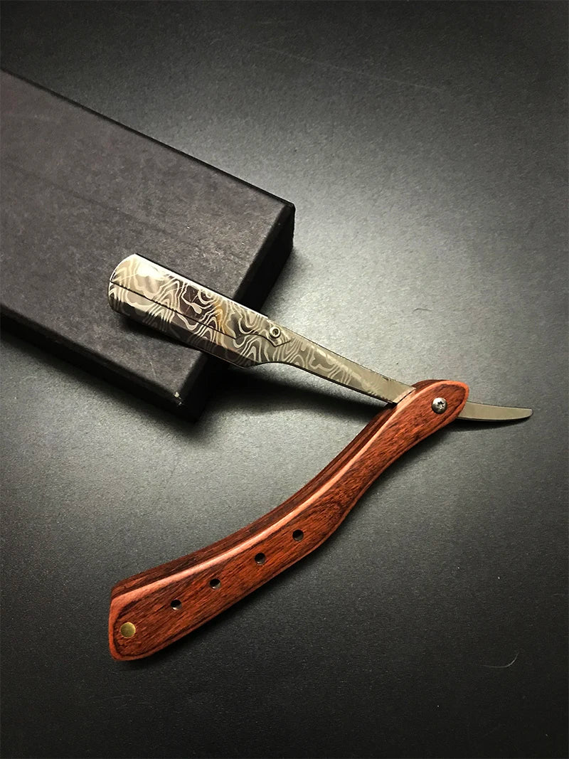 1Pcs Wooden Professional Manual Shaver Straight Edge Stainless Steel Sharp Barber Razor Folding Shaving Beard Cutter