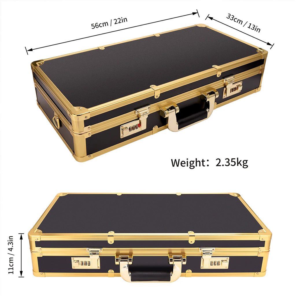 Golden Carrying Case Clippers High-capacity Storage Box Double Layer Hairdressing Organizer Without logo Case Barbershop Tools