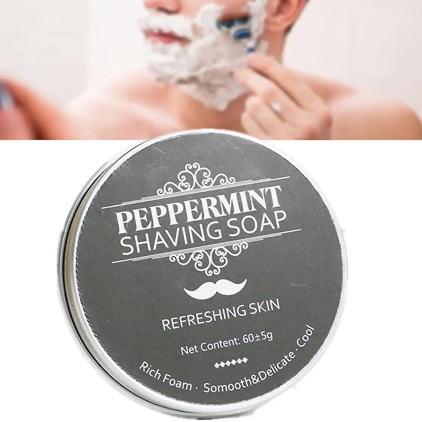 Gentle Mint Scented Handmade Shaving Soap for Men – Smooth, Non-Irritating Beard Shave Cream